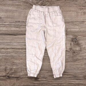 CALME Johnny Was Natural Tan Beige Linen Jogger Pants Elastic Waistband Ankles S
